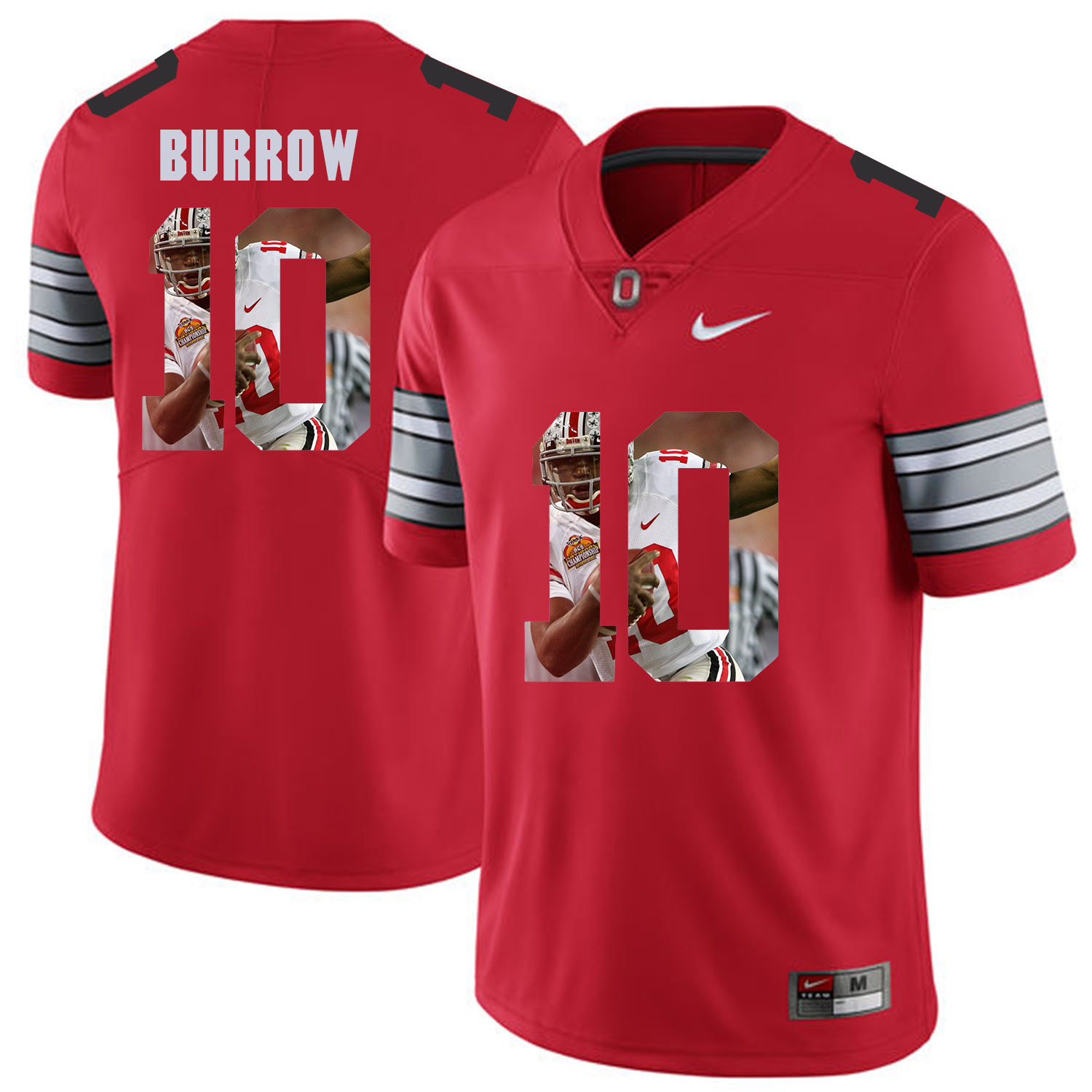 Men Ohio State #10 Burrow Red Fashion Edition Customized NCAA Jerseys->customized ncaa jersey->Custom Jersey